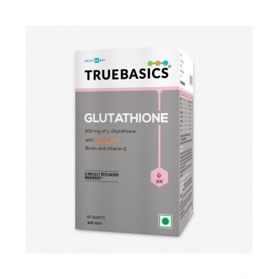 TrueBasics L Glutathione with Nutroxsun, Biotin & Vitamin E, For Healthy Skin, Clinically Researched Ingredients, 30 Tablets