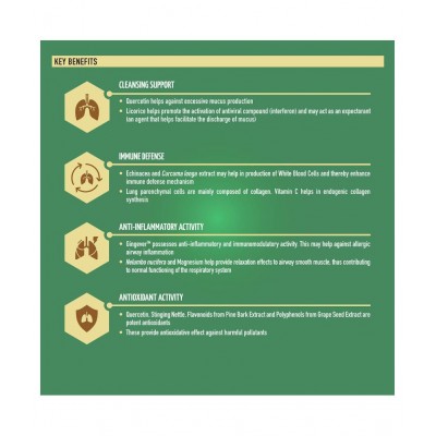 TrueBasics Lung Detox, with Gingever, Quercetin, Vitamin C and Magnesium, Cleansing & Immunity Support for Lungs, 90 Capsules