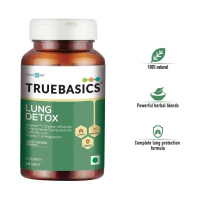 TrueBasics Lung Detox, with Gingever, Quercetin, Vitamin C and Magnesium, Cleansing & Immunity Support for Lungs, 90 Capsules