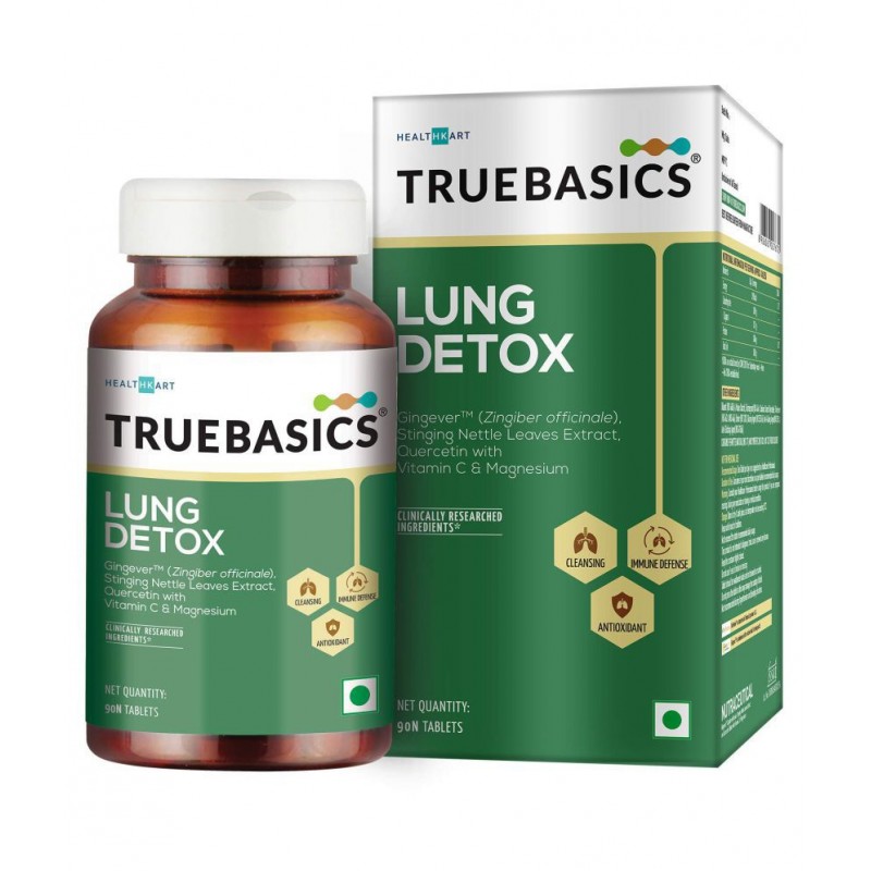 TrueBasics Lung Detox, with Gingever, Quercetin, Vitamin C and Magnesium, Cleansing & Immunity Support for Lungs, 90 Capsules