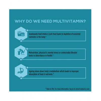 TrueBasics Multivit Men One Daily, Multivitamins, Multiminerals, Omega-3, 30 Tablets