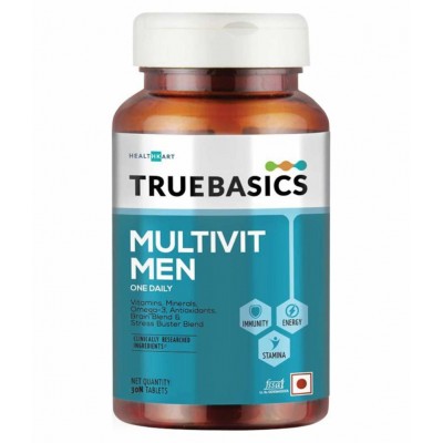 TrueBasics Multivit Men One Daily, Multivitamins, Multiminerals, Omega 3, for Energy, Immunity & Stamina, 30 Tablets (Pack of 2)