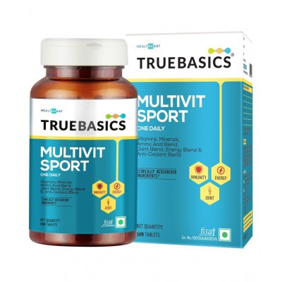 TrueBasics Multivit Sport One Daily, Multivitamin For Sports, Multimineral, Amino Acids with Antioxidant, 30 Multivitamin Tablets