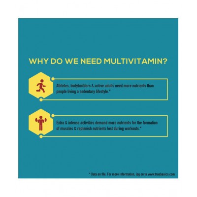 TrueBasics Multivit Sport One Daily, Multivitamin For Sports, Multimineral, Amino Acids with Antioxidant, 30 Multivitamin Tablets