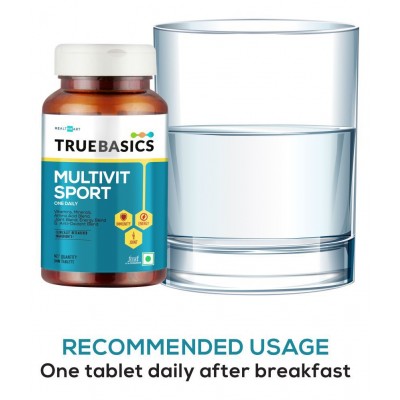 TrueBasics Multivit Sport One Daily, Multivitamin For Sports, Multimineral, Amino Acids with Antioxidant, 30 Multivitamin Tablets