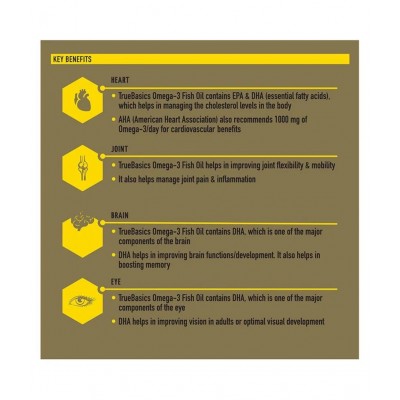 TrueBasics Omega 3 Fish Oil, Triple Strength with Ashwagandha for Immunity Booster 60 Capsule(s)/Pack