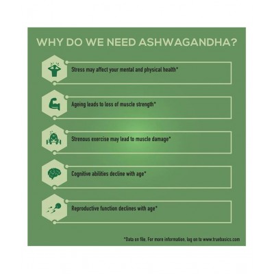 TrueBasics Omega 3 Fish Oil, Triple Strength with Ashwagandha for Immunity Booster 60 Capsule(s)/Pack