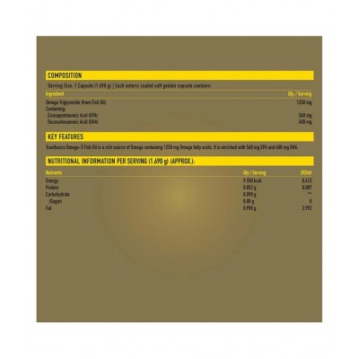 TrueBasics Omega 3 Fish Oil, Triple Strength with Ashwagandha for Immunity Booster 60 Capsule(s)/Pack