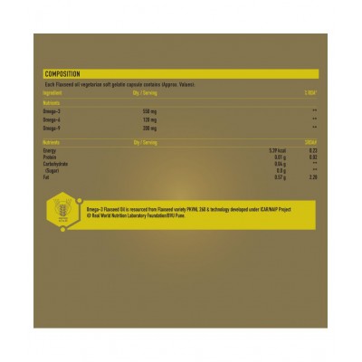 TrueBasics Vegan Omega-3,6 & 9, 870mg for Heart, Hair, Skin, Joint, Brain & Eye Health, - 90 Softgels