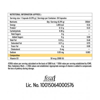 TrueBasics Vitamin D3 2000 IU (50 Capsules)