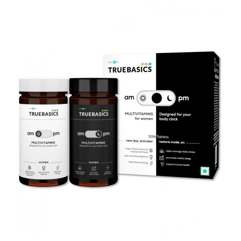 TrueBasics am:pm Multivitamin for Women, Energetic Day Formula & Relaxing Night Formula, with KSM Ashwagandha & EnXtra, for Energy, Focus, & Restful Sleep, Clinically Researched, 30 Multivitamin Tablets TrueBasics am:pm Multivitamin for Women, Energetic Day Formula & Relaxing Night Formula, with KSM Ashwagandha & EnXtra, for Energy, Focus, & Restful Sleep, Clinically Researched, 30 Multivitamin Tablets