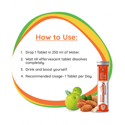 Trycone Immunity Booster â Natural Vitamin C from Amla Extract 1000 mg with Zinc 12 mg â Antioxidant & Skin care- 60 Effervescent Tablets â Orange Flavour