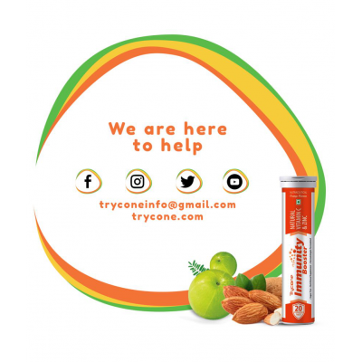 Trycone Immunity Booster â Natural Vitamin C from Amla Extract 1000 mg with Zinc 12 mg â Antioxidant & Skin care- 60 Effervescent Tablets â Orange Flavour