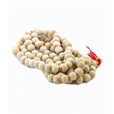 Tulsi Jap Mala (108+1) Beads with Cotton Gomukhi Bag Printedand Kanthi Mala