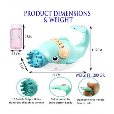 Tzoo®  Dolphin Gatling Bubble Gun Machine Toys for Kids, 8 Hole Electric Bubbles Toy Gun Maker for Boys and Girls for Summer Outdoor Activities