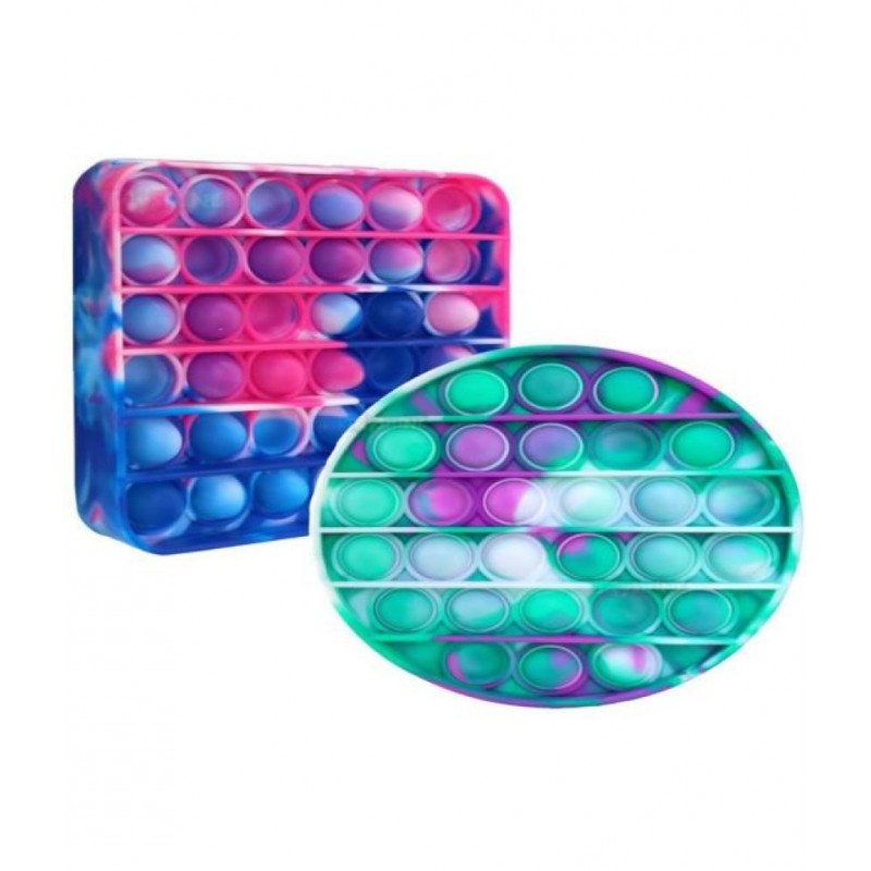 Tzoo®  Pack of 2 - Heavy Circle and Square Pop it Toy- Fidget Popping Sounds Toy, BPA Free Silicone, Push Bubbles Toy for kids