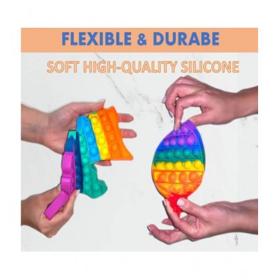 Tzoo®  Push Pop On It Bubble Fidget Sensory Toy, Silicone Stress Reliever Toy, Anti-Anxiety Squeeze Sensory Toy for Kids and Adults - Pack of 2(Unicorn + Ananas)