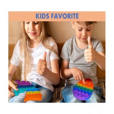 Tzoo®  Push Pop On It Bubble Fidget Sensory Toy, Silicone Stress Reliever Toy, Anti-Anxiety Squeeze Sensory Toy for Kids and Adults - Pack of 2(Unicorn + Ananas)