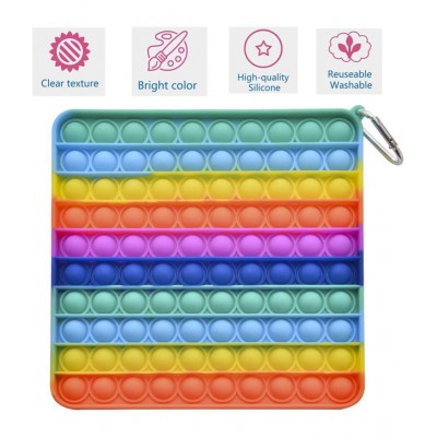 Tzoo® 2 Pack Giant Jumbo Large Big Size Pop Fidget Toys Its Rainbow Poppers Push Pop Bubble Fidget Popping Sensory Fidget Stress Reliever Silicone Fidget for Adult Boys Girls(Square, Heart)