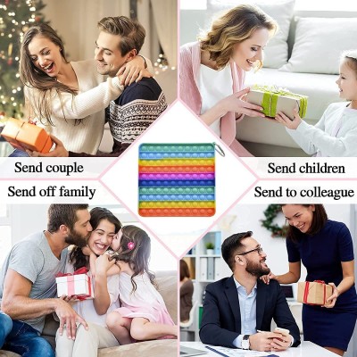 Tzoo® 2 Pack Giant Jumbo Large Big Size Pop Fidget Toys Its Rainbow Poppers Push Pop Bubble Fidget Popping Sensory Fidget Stress Reliever Silicone Fidget for Adult Boys Girls(Square, Heart)
