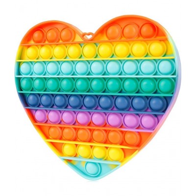 Tzoo® 2 Pack Giant Jumbo Large Big Size Pop Fidget Toys Its Rainbow Poppers Push Pop Bubble Fidget Popping Sensory Fidget Stress Reliever Silicone Fidget for Adult Boys Girls(Square, Heart)