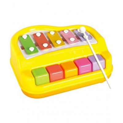 Tzoo® 2 in 1 Piano Xylophone Premium Non Toxic, Non-Battery, 5 Key Scale Musical Instrument for Kids, Toddlers (Multicolor)