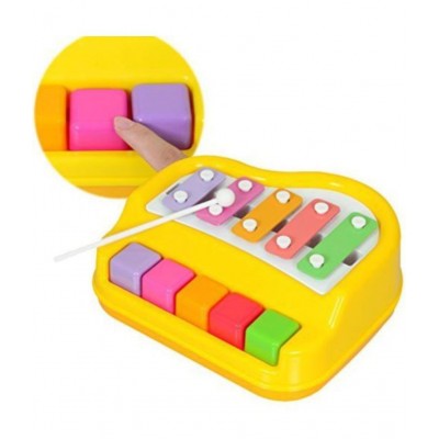 Tzoo® 2 in 1 Piano Xylophone Premium Non Toxic, Non-Battery, 5 Key Scale Musical Instrument for Kids, Toddlers (Multicolor)