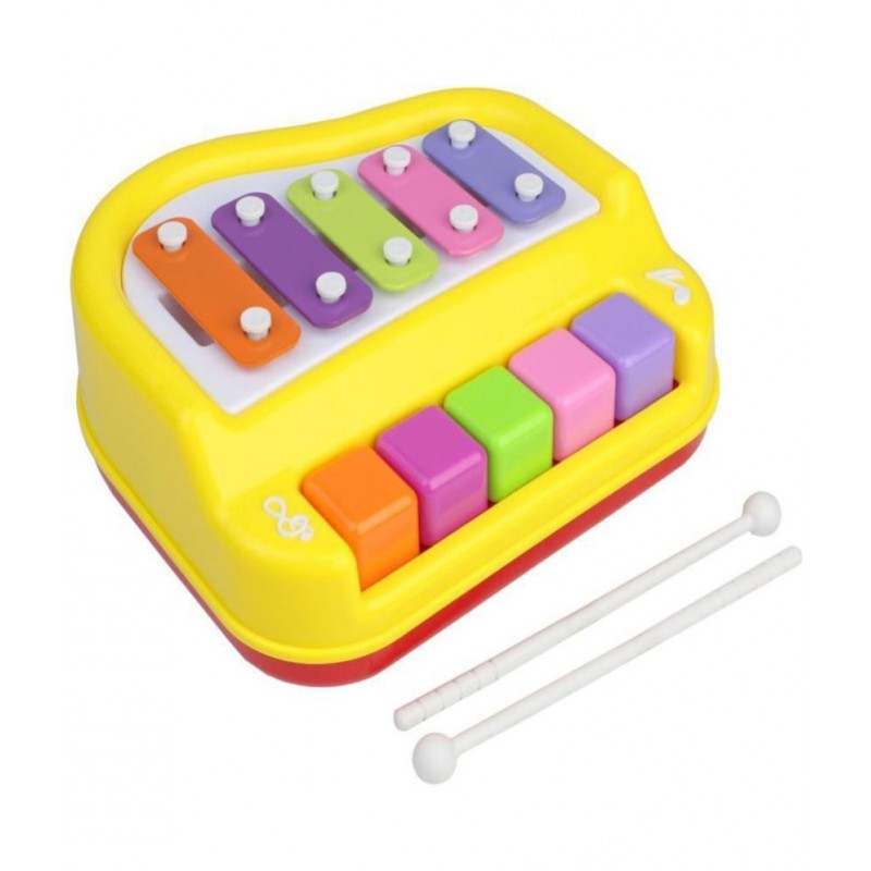 Tzoo® 2 in 1 Piano Xylophone Premium Non Toxic, Non-Battery, 5 Key Scale Musical Instrument for Kids, Toddlers (Multicolor)