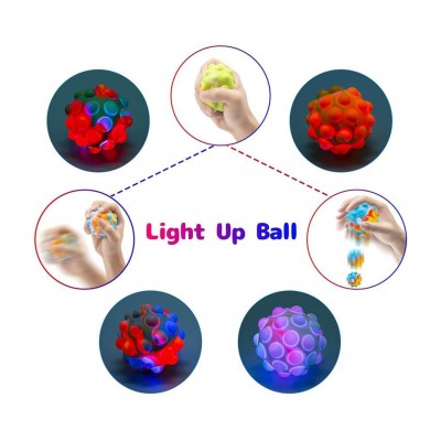 Tzoo® 3D LED Light Pop it Ball Fidget Toys ,for Kids and Adults Silicone Pressure Reliever Squeeze Ball Gifts for Boys and Girls-Multicolor
