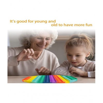 Tzoo® 4 Packs Giant Pop it Fidget Toy for Kids Teens Adult, Pop it Fidget Sensory Anxiety , Stress Relief Game (Octagon, Square, Circle & Heart Rainbow Pop It)