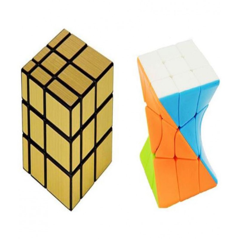 Tzoo® Challenging High Speed Smooth Stickerless Twister Cube and 3x3x3 Gold Mirror Cube (2 Pieces)