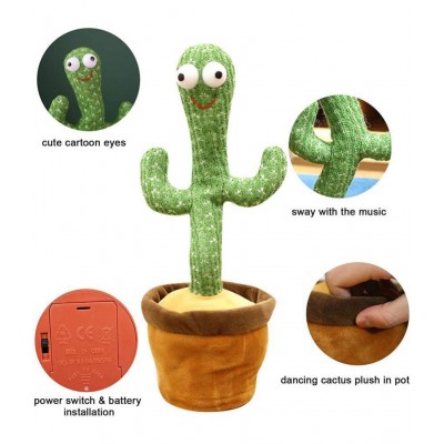 TzooÂ® Dancing Cactus Talking Kids Toy, Cactus Plush Toy, Wriggle & Singing Recording Repeat What You Say Funny Education Toys for Babies Children Playing, Home Decorate (Cactus Toy)