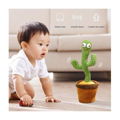 TzooÂ® Dancing Cactus Talking Kids Toy, Cactus Plush Toy, Wriggle & Singing Recording Repeat What You Say Funny Education Toys for Babies Children Playing, Home Decorate (Cactus Toy)