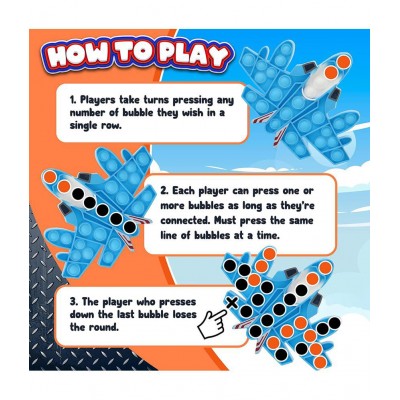 Tzoo® Fidget Toy with Popping Sounds, BPA Free Silicone Push Bubbles Autism Stress Sensory Toy Reliever(Airoplane Shape +Missile Pop It)
