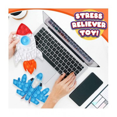 Tzoo® Fidget Toy with Popping Sounds, BPA Free Silicone Push Bubbles Autism Stress Sensory Toy Reliever(Airoplane Shape +Missile Pop It)