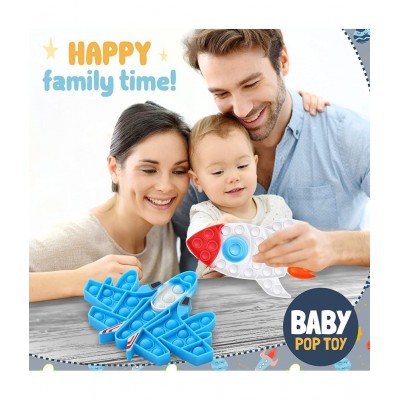 Tzoo® Fidget Toy with Popping Sounds, BPA Free Silicone Push Bubbles Autism Stress Sensory Toy Reliever(Airoplane Shape +Missile Pop It)