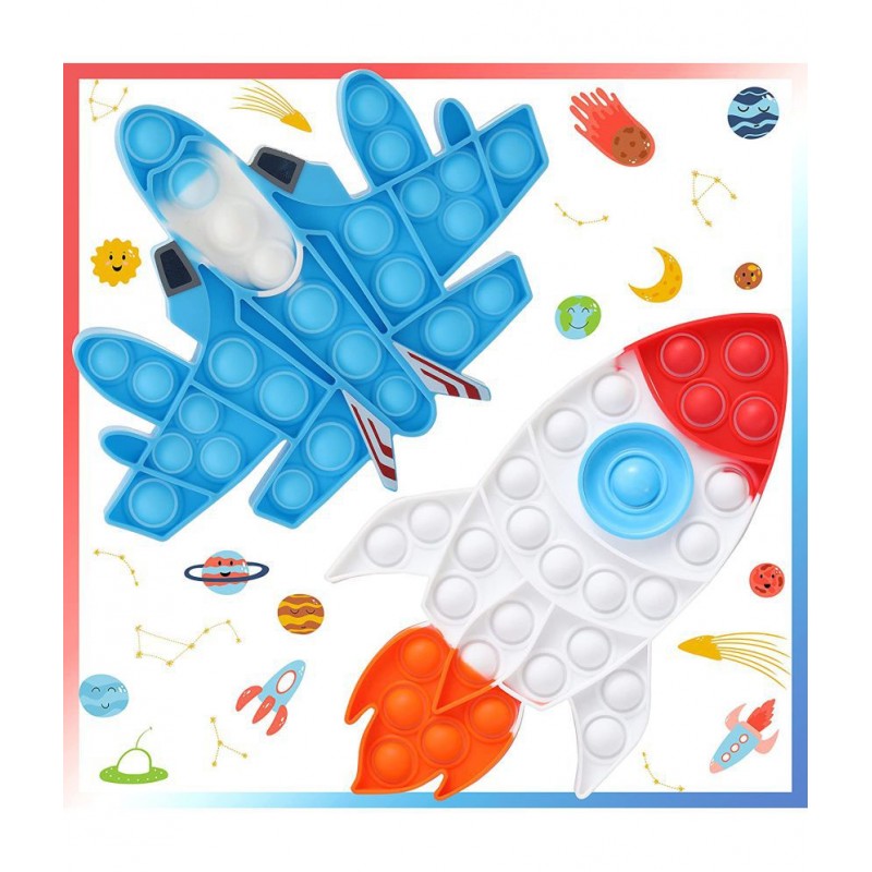 Tzoo® Fidget Toy with Popping Sounds, BPA Free Silicone Push Bubbles Autism Stress Sensory Toy Reliever(Airoplane Shape +Missile Pop It)
