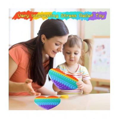 Tzoo® Heart Pop It Push Pop Bubble Silicone Sensory Fidget Toy, Stress Relief and Anti-Anxiety Tools (Jumbo, Multicolour)