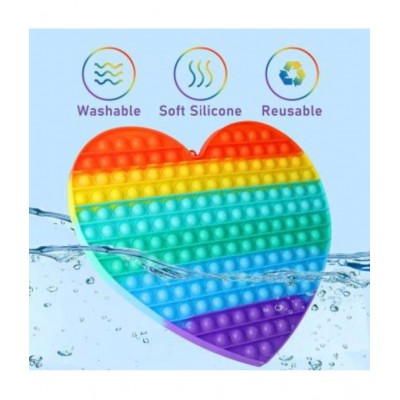 Tzoo® Heart Pop It Push Pop Bubble Silicone Sensory Fidget Toy, Stress Relief and Anti-Anxiety Tools (Jumbo, Multicolour)