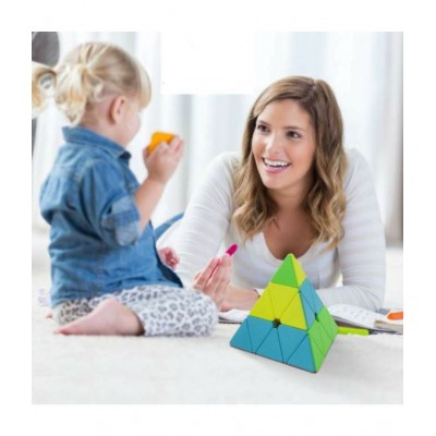 Tzoo® High Speed Super Smooth Cube Combo of Gold & Ultimate Puzzle Multicolor Brainstorming Toy Game Super Saver -Pack of 2 (Gold Mirror/Pyramid Cube)