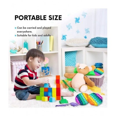 Tzoo® Octagon and Round Rainbow Combo | Pack of 2(Multicolor) | Pop Its Toy Set | Pop it Stress Relief Rainbow | Push Pop Bubble Fidget Gift for Kids