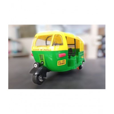 Tzoo® Plastic Pull Back & Go Big Size Auto Rikshaw Toys for Kids ,Model Auto Rikshaw Toy for Children, Boys and Girls, Friction Powered Toddler Toy for Kids - Multicolor