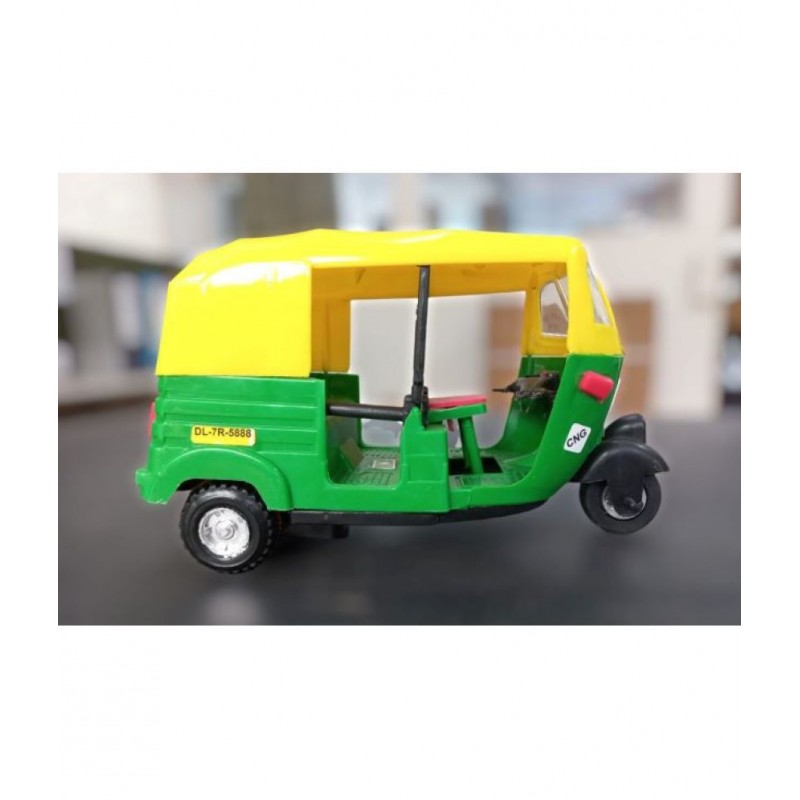 Tzoo® Plastic Pull Back & Go Big Size Auto Rikshaw Toys for Kids ,Model Auto Rikshaw Toy for Children, Boys and Girls, Friction Powered Toddler Toy for Kids - Multicolor