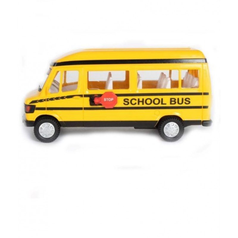 Tzoo® Plastic Pull Back School Bus Toy , 1 Pull Back Action School Bus- Multicolor