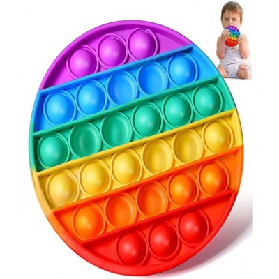 Tzoo® Pop It Fidget Toy, Push Pop Bubble Fidget Sensory Toy, Autism Special Needs Silicone Stress Relief Toy, Great Fidget Toy Sensory Toys Novelty Gifts for Girls Boys Kids Adults (Rainbow Round/Circle)