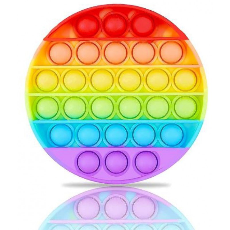 Tzoo® Pop It Fidget Toy, Push Pop Bubble Fidget Sensory Toy, Autism Special Needs Silicone Stress Relief Toy, Great Fidget Toy Sensory Toys Novelty Gifts for Girls Boys Kids Adults (Rainbow Round/Circle)