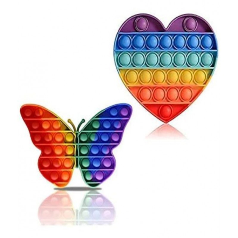 Tzoo® Pop Its Fidget Toy for Kids Combo Pack Pop It Toy Set Pop Toys Stress Relief Fidgets Toy Great Gadget Pop Ups Pop Sound Toy Bubble Pops Push Popper Pop it (Butterfly+Heart)-Multicolor