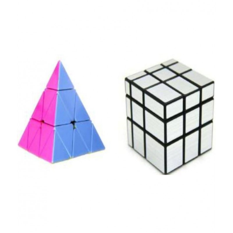 Tzoo Pyramid Triangle and Silver Mirror Puzzle Cube (2 Pieces)