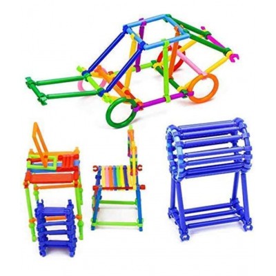 Tzoo® Smart Stick Building Block Construction Toy Set for Kids Age 2+ | 100+ Different Shapes, Perfect Construction Toy to Improve Kids Logic, Creativity and Imagination-Multi Color (Pack 1)