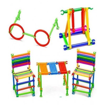 Tzoo® Smart Stick Building Block Construction Toy Set for Kids Age 2+ | 100+ Different Shapes, Perfect Construction Toy to Improve Kids Logic, Creativity and Imagination-Multi Color (Pack 1)